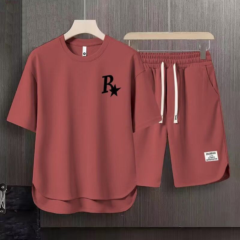 男女兼用 売れ筋 シンプル 半袖 Tシャツ & ショーツ セットアップ E-80007