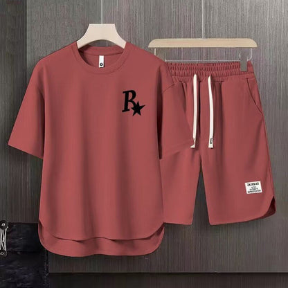 男女兼用 売れ筋 シンプル 半袖 Tシャツ & ショーツ セットアップ E-80007