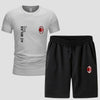 スポーツウェア ロゴ入り 半袖 Tシャツ + ハーフパンツ セットアップ E-13127