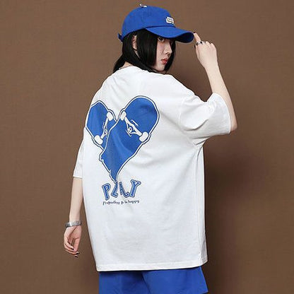 売れ筋 ゆったり Tシャツ & ショーツ セットアップ E-80109