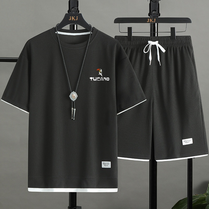 男女兼用 シンプル 上質 Tシャツ & ショーツ セットアップ E-80002