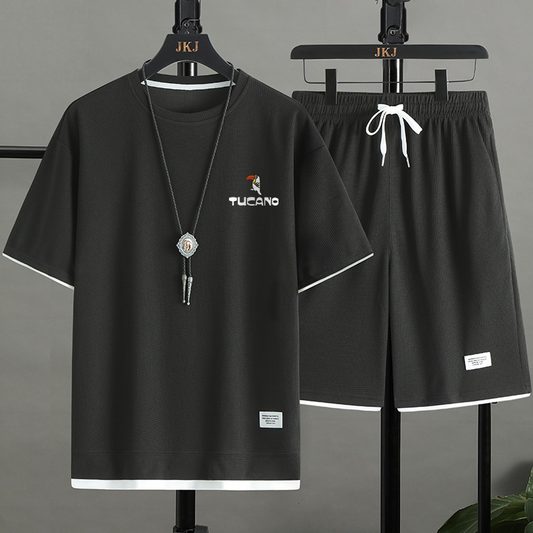 男女兼用 シンプル 上質 Tシャツ & ショーツ セットアップ E-80002