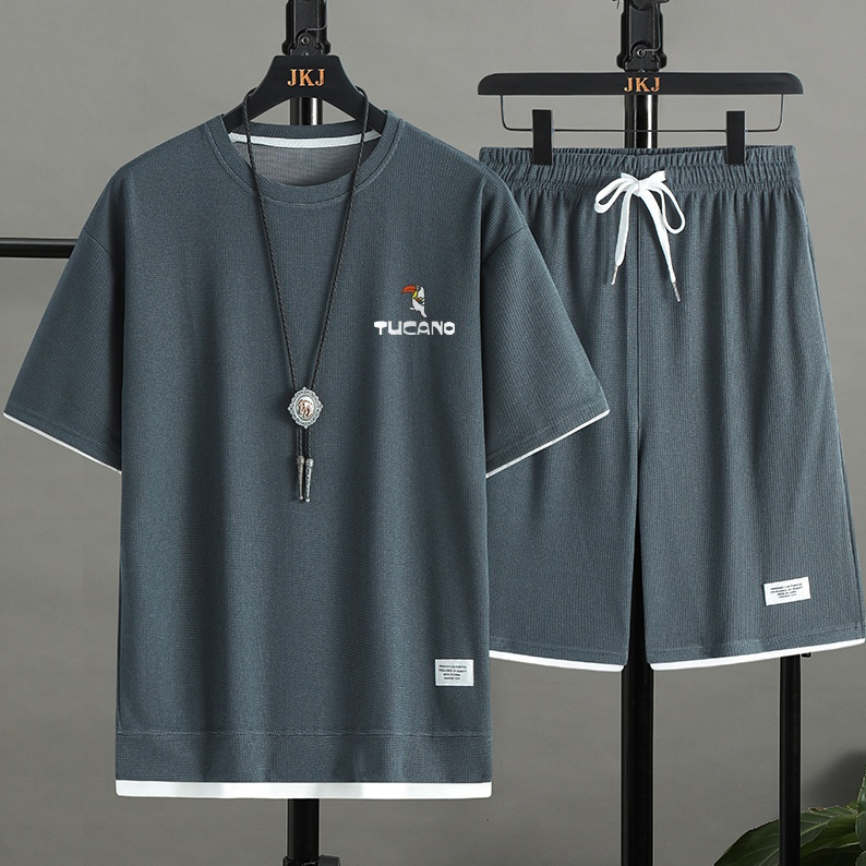 男女兼用 シンプル 上質 Tシャツ & ショーツ セットアップ E-80002