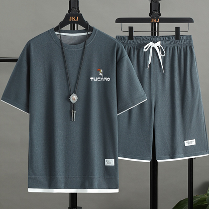 男女兼用 シンプル 上質 Tシャツ & ショーツ セットアップ E-80002