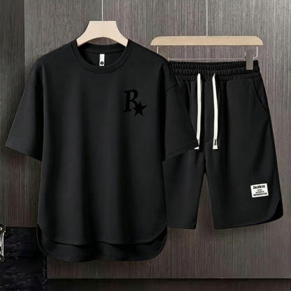 男女兼用 売れ筋 シンプル 半袖 Tシャツ & ショーツ セットアップ E-80007