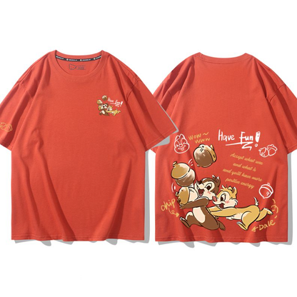 男女兼用 新作 プリント 半袖 Tシャツ E-13268