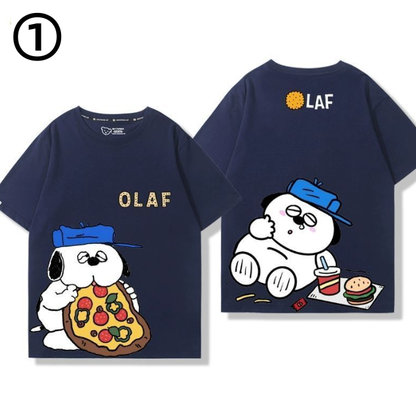 男女兼用 プリント シンプル 半袖 Tシャツ E-13275