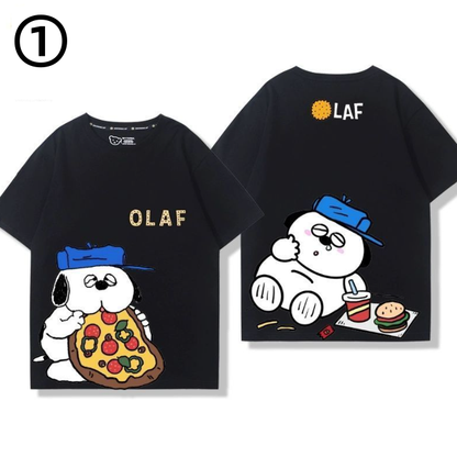 男女兼用 プリント シンプル 半袖 Tシャツ E-13275