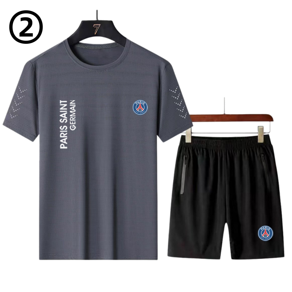 男女兼用 接触冷感 Tシャツ & ショーツ セットアップ E-13362