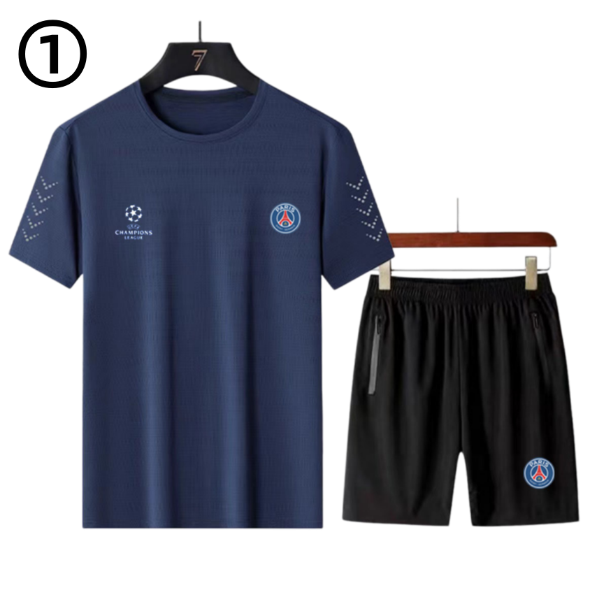 男女兼用 接触冷感 Tシャツ & ショーツ セットアップ E-13362