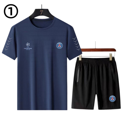 男女兼用 接触冷感 Tシャツ & ショーツ セットアップ E-13362