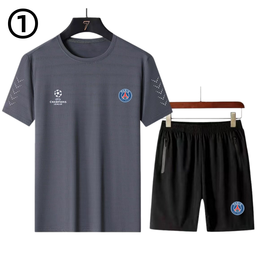 男女兼用 接触冷感 Tシャツ & ショーツ セットアップ E-13362