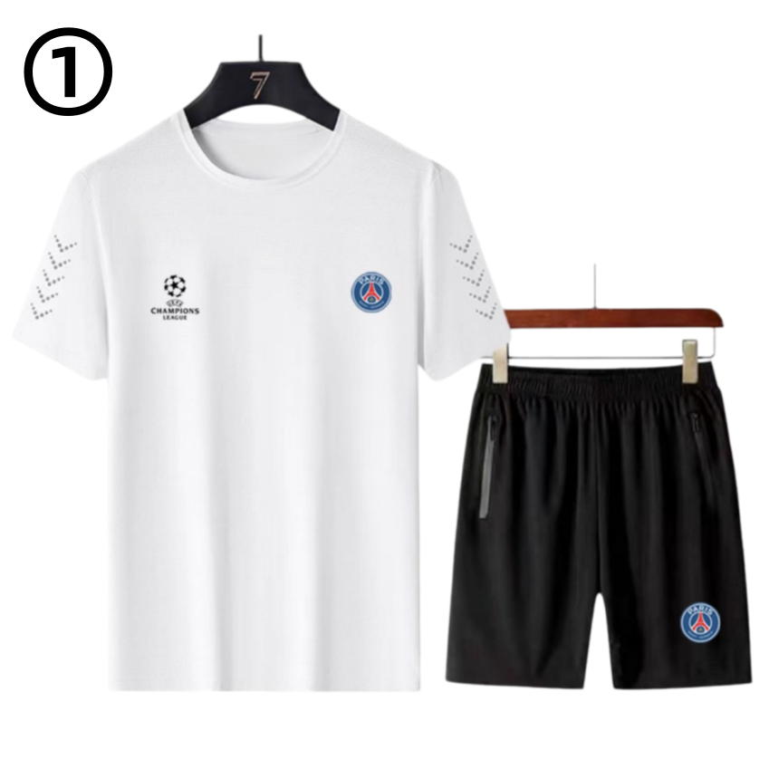 男女兼用 接触冷感 Tシャツ & ショーツ セットアップ E-13362