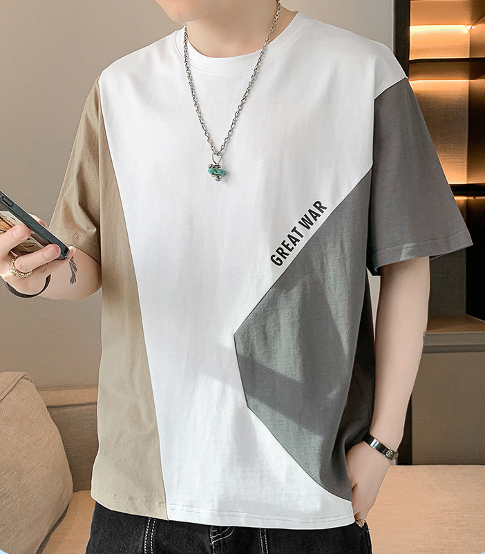早い者勝ち 配色 ファッション 半袖 Tシャツ E-80062