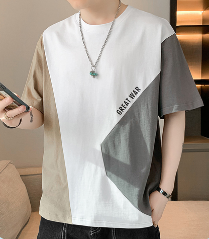 早い者勝ち 配色 ファッション 半袖 Tシャツ E-80062