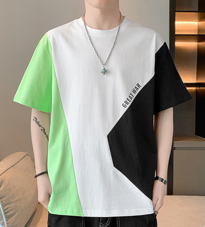 早い者勝ち 配色 ファッション 半袖 Tシャツ E-80062