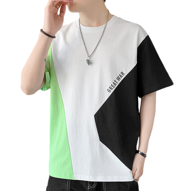 早い者勝ち 配色 ファッション 半袖 Tシャツ E-80062