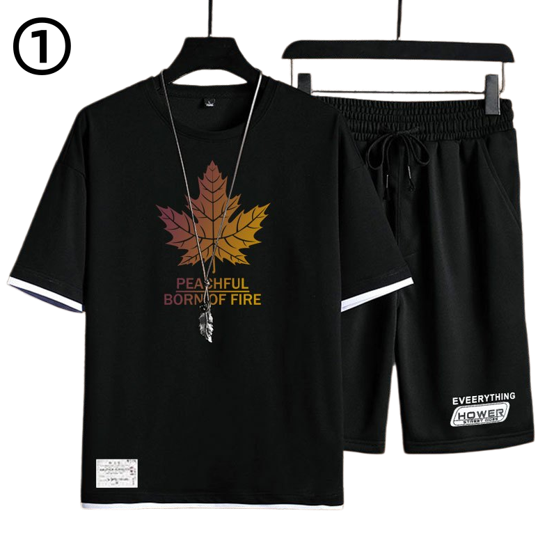 デザイン性抜群 カジュアル Tシャツ & ショーツ セットアップ E-80068