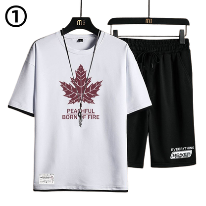 デザイン性抜群 カジュアル Tシャツ & ショーツ セットアップ E-80068