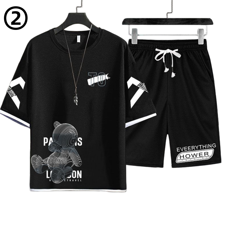 デザイン性抜群 カジュアル Tシャツ & ショーツ セットアップ E-80068