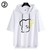 男女兼用 フッド付き カジュアル 半袖 Tシャツ E-13427
