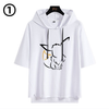 男女兼用 フッド付き カジュアル 半袖 Tシャツ E-13427