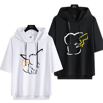 男女兼用 フッド付き カジュアル 半袖 Tシャツ E-13427
