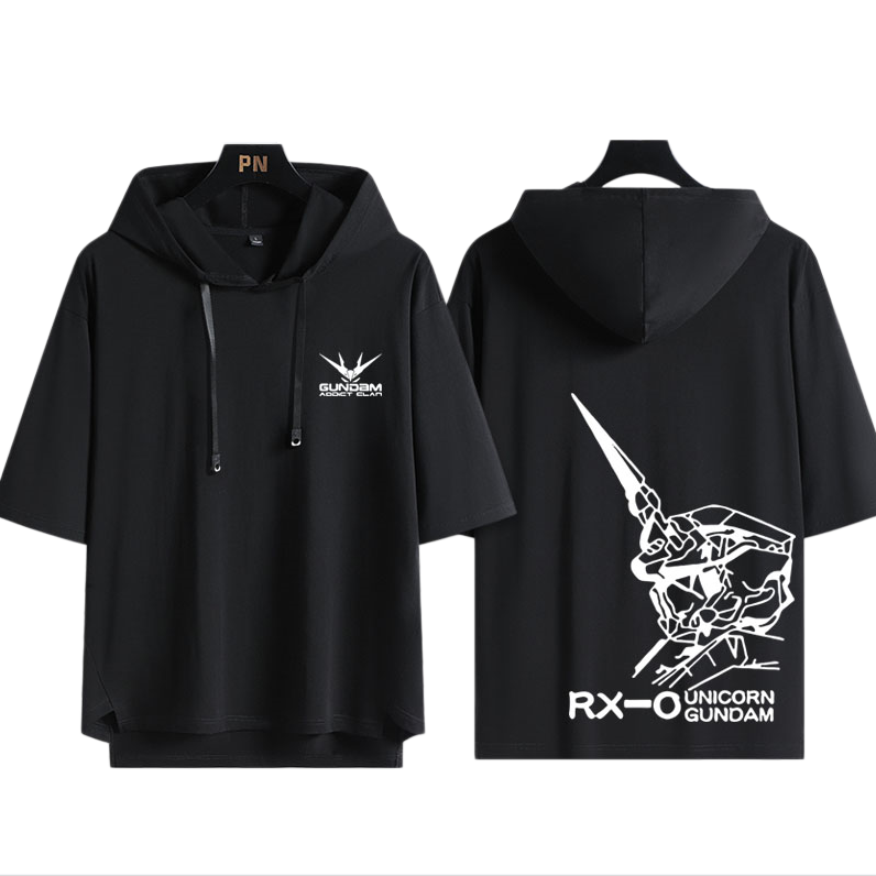 男女兼用 フッド付き カジュアル 半袖 Tシャツ E-13434