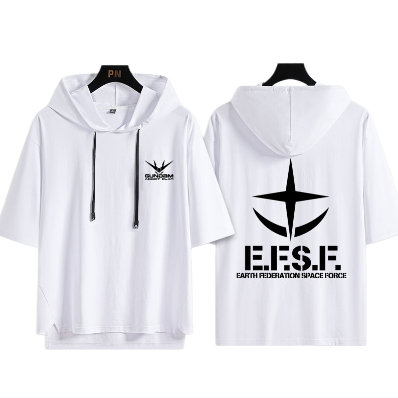 男女兼用 フッド付き カジュアル 半袖 Tシャツ E-13434