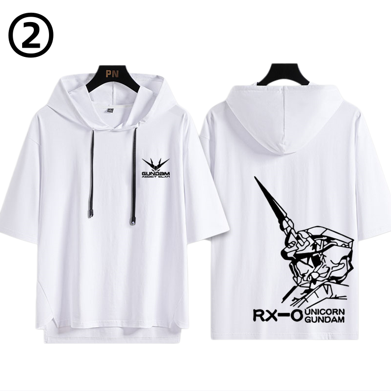 男女兼用 フッド付き カジュアル 半袖 Tシャツ E-13434