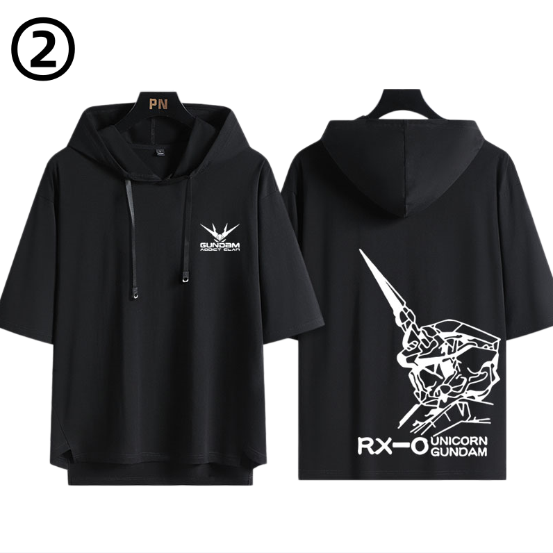 男女兼用 フッド付き カジュアル 半袖 Tシャツ E-13434