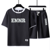 男女兼用 プリント 配色 Tシャツ & ショーツ セットアップ E-80090