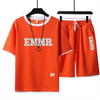 男女兼用 プリント 配色 Tシャツ & ショーツ セットアップ E-80090