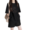 早い者勝ち プリント Tシャツ & ショーツ セットアップ E-80092