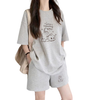 早い者勝ち プリント Tシャツ & ショーツ セットアップ E-80092