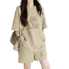 早い者勝ち プリント Tシャツ & ショーツ セットアップ E-80092