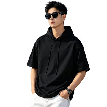 フード付き ファッショ 半袖 Tシャツ E-80093