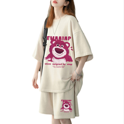 人気トレンド プリント Tシャツ & ショーツ セットアップ E-13456