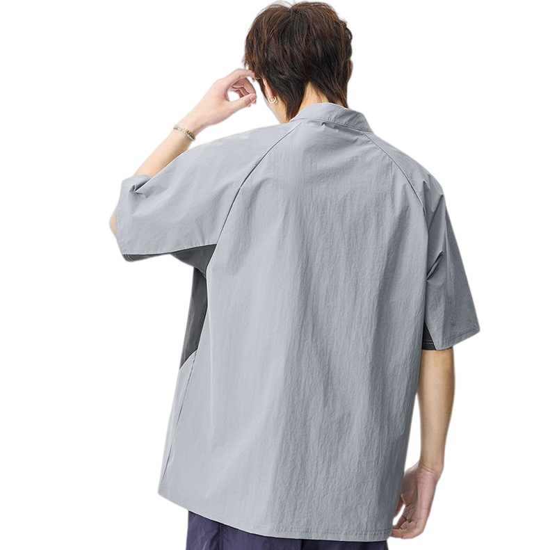 速乾通気素材 軽量 ジップ Tシャツ E-80105