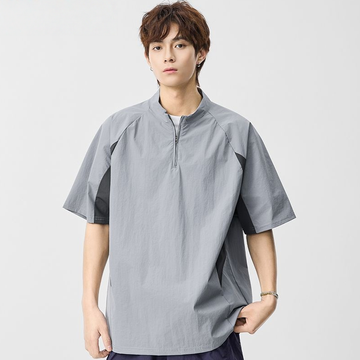 速乾通気素材 軽量 ジップ Tシャツ E-80105