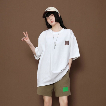 売れ筋 ゆったり Tシャツ & ショーツ セットアップ E-80109