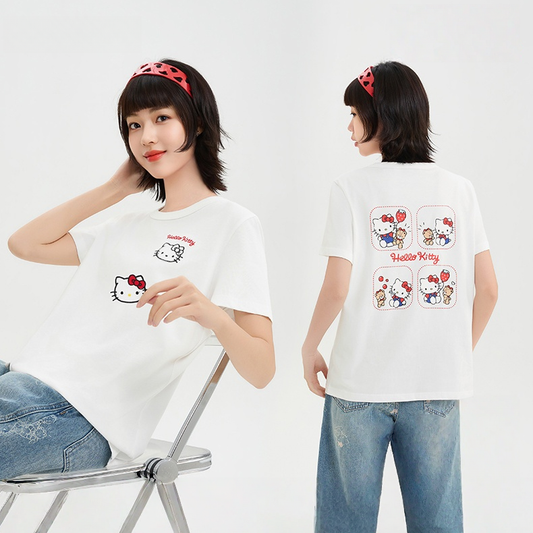 通気性高い クルーネック 前後プリント 半袖 Tシャツ F-13507