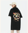 カジュアル フード付き プリント ロング Tシャツ F-50125