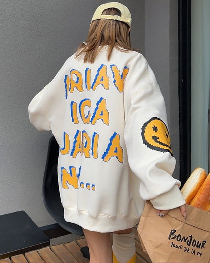 超人気 個性派 ファッション 海外トレンド 裏起毛 スウェットE-6279