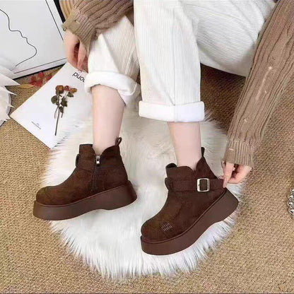 【裹起毛】美人度アップ スクエアトゥ 美感いっぱい ベルベット ローファー 革靴 2色選択可 シューズE-10387