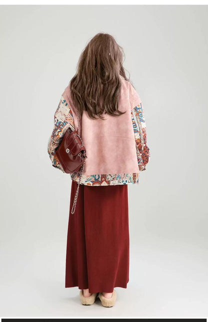 柔らかくて優しい印象 ラムフリース カジュアル コート ダウンジャケットE-10072