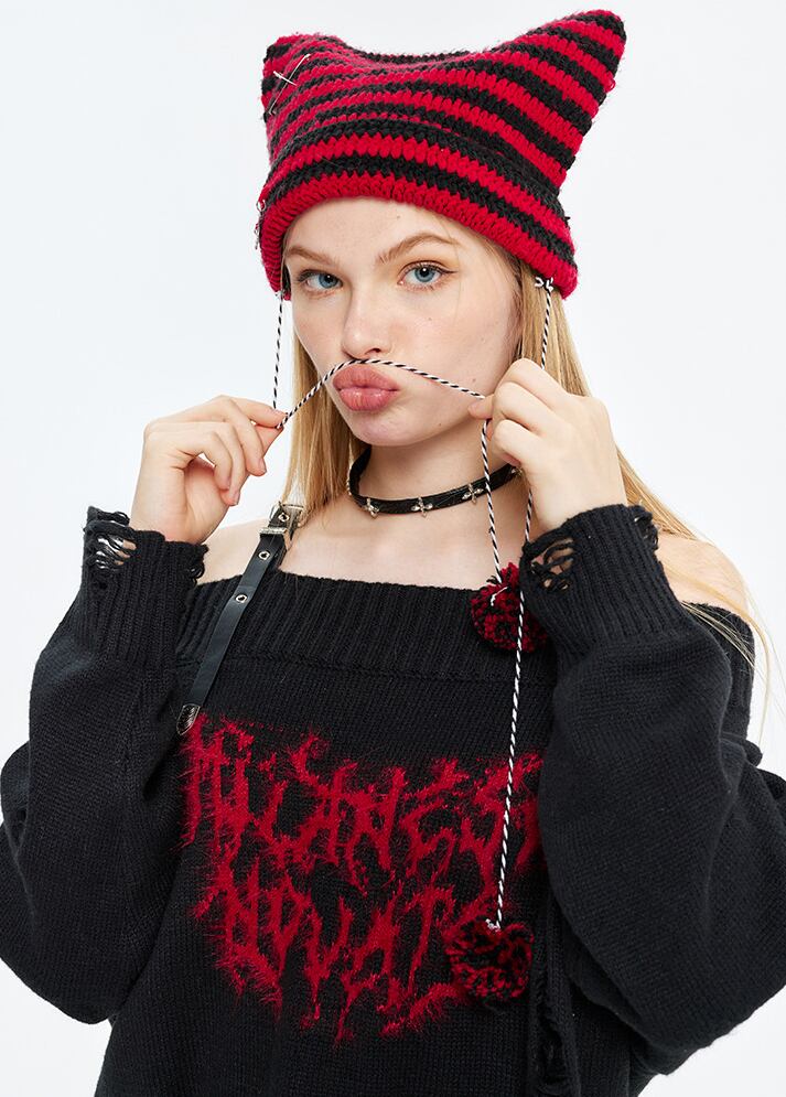 人気上昇中 ファッション感満々 高見えデザイン 全2色 オフショル風 ニットトップスE-9599