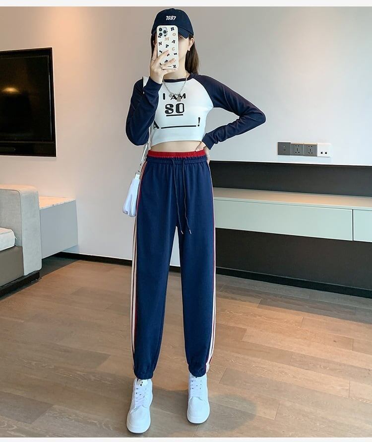 【半額！期間限定！！】定番シンプル 三色 ストライプ柄 スウェット ジョガーパンツ E-4095