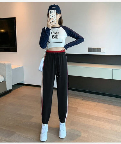 【半額！期間限定！！】定番シンプル 三色 ストライプ柄 スウェット ジョガーパンツ E-4095