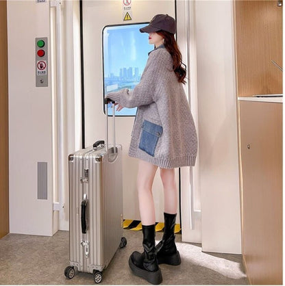 スタイルアップ効果抜群 上質 柔らかくて優しい印象 切り替え 3色選択 ニットトップスE-9676